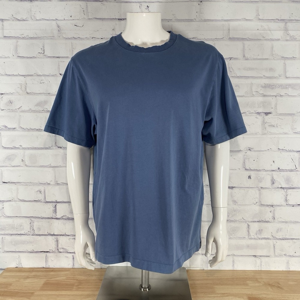 Lululemon Shirt Men's XL Short Sleeve Stretch Athleta Logo Cotton Casual Blue
